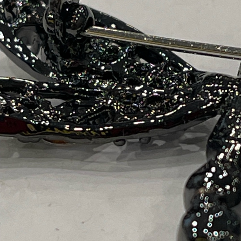 Vintage Multicolor Rhinestone Dragonfly Brooch Black Metal  Has Crown Mark - Picture 13 of 16